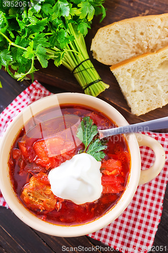 Image of Traditional Russian-Ukrainian borscht soup