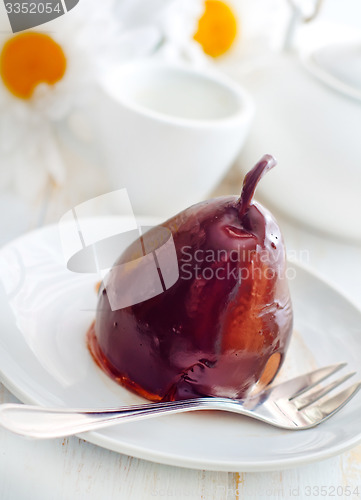 Image of Pear with chocolate, sweet food