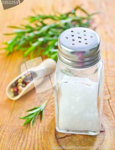 Image of salt, rosemary and pepper