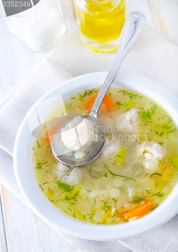 Image of fresh soup with meat balls