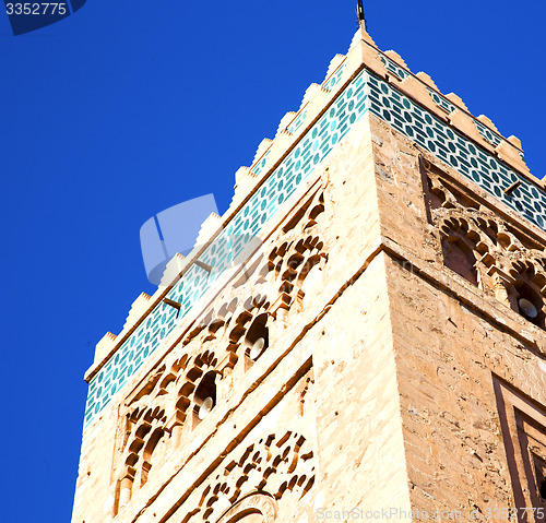 Image of history in maroc africa  minaret religion and the blue     sky