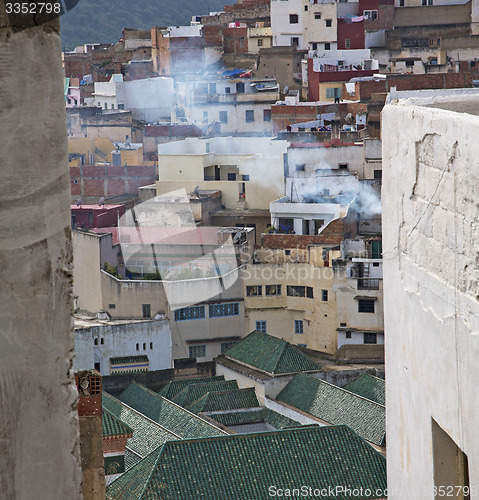 Image of constructions from high in the       village    morocco africa f