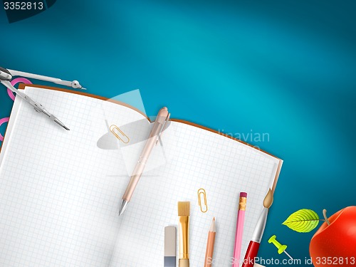 Image of School supplies on blue background. EPS 10