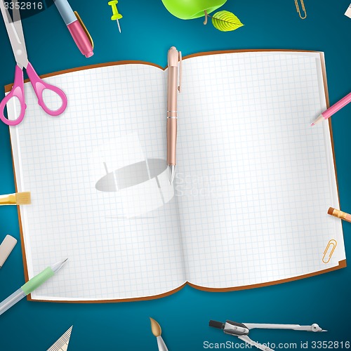 Image of School supplies on blue background. EPS 10