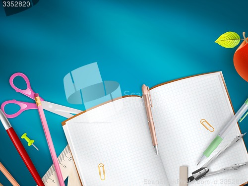 Image of School supplies on blue background. EPS 10