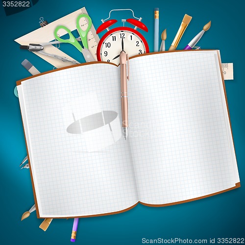Image of School supplies on blue background. EPS 10