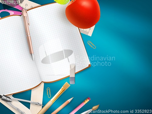 Image of School supplies on blue background. EPS 10