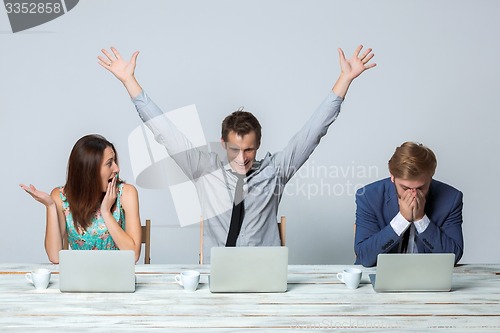 Image of Business team working on their business project together at office