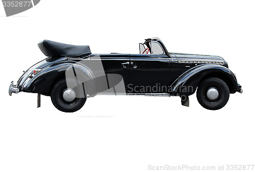 Image of retro car for the wedding on the white background