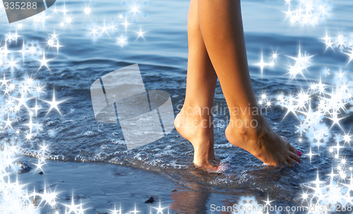 Image of walking on water with snowflakes