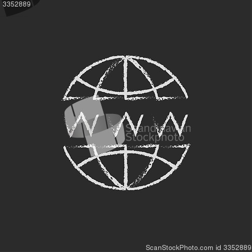 Image of Globe with website design drawn in chalk