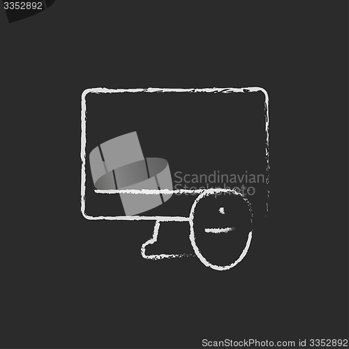 Image of Monitor and computer mouse drawn in chalk
