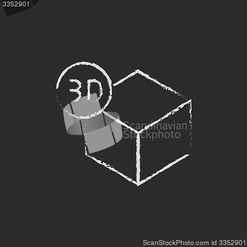 Image of Three D box drawn in chalk