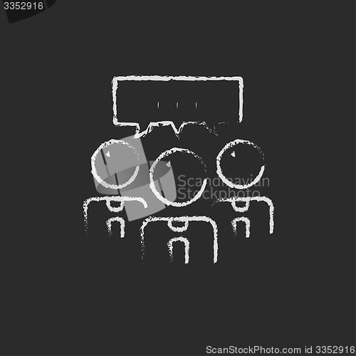 Image of People with speech square drawn in chalk