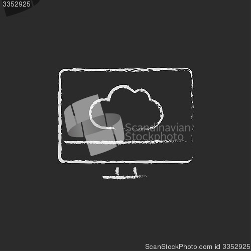 Image of Monitor with cloud drawn in chalk