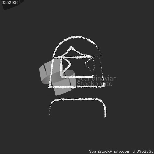 Image of Girl wearing virtual reality headset drawn in chalk