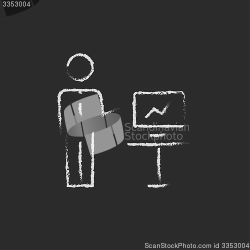 Image of Businessman presentation drawn in chalk