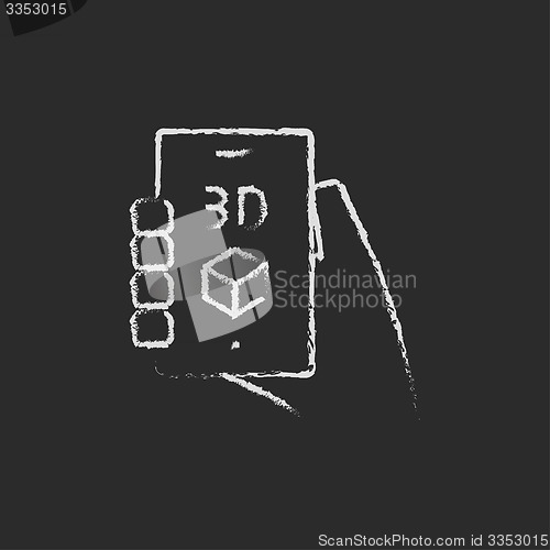 Image of Smartphone with 3D box drawn in chalk