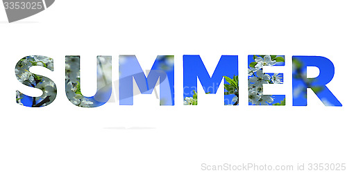 Image of word summer made from photo of blossoming flowers
