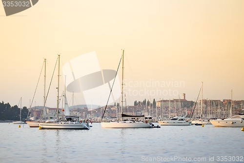 Image of Sailboats anchored at Adriatic coast