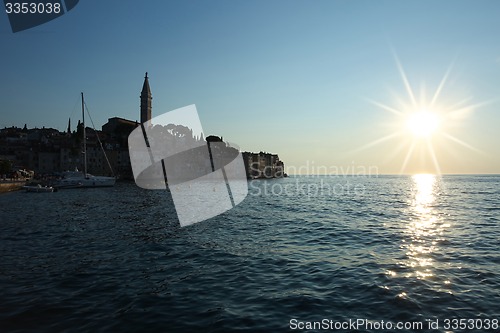 Image of Town of Rovinj on Adriatic coast at sunset