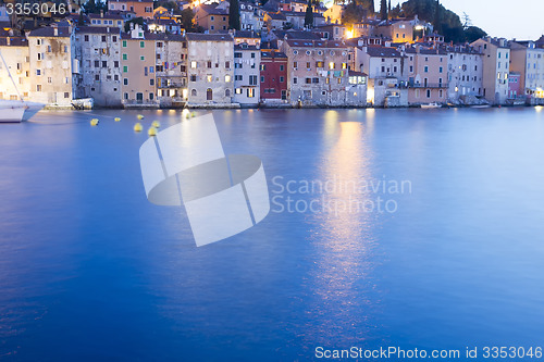 Image of Old city core buildings in Rovinj at sunset