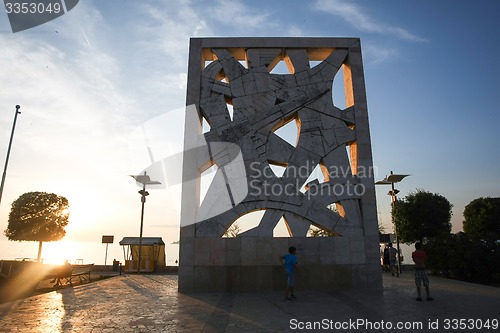 Image of Monument at sunset in Rovinj