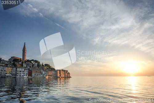 Image of Old city core in Rovinj at sunset