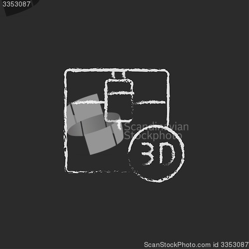 Image of Three d printing machine drawn in chalk