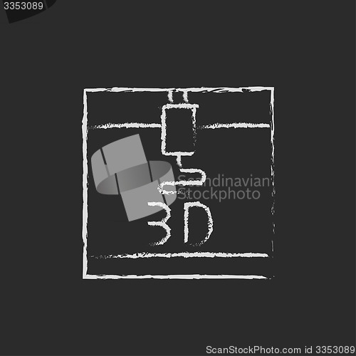 Image of Three D printer drawn in chalk