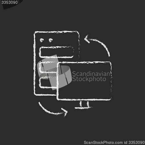 Image of Personal computer set. CPU Central processing unit drawn in chalk