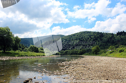 Image of speed mountainous river in Carpathian mountains
