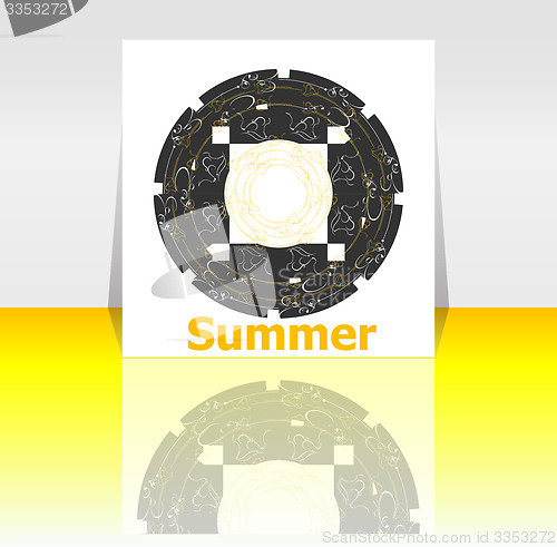 Image of Hello summer poster. summer background. Effects poster, frame. Happy holidays card, happy vacation card. Enjoy your summer.