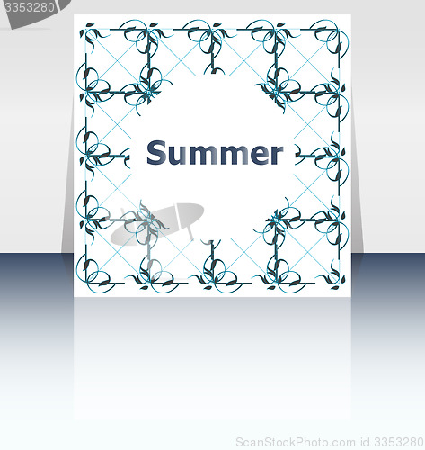 Image of Hello summer poster. summer background. Effects poster, frame. Happy holidays card, happy vacation card. Enjoy your summer.