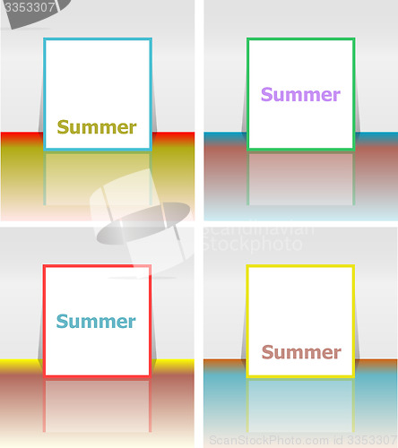 Image of Hello summer poster. summer background. Effects poster, frame. Happy holidays card, happy vacation card. Enjoy your summer.