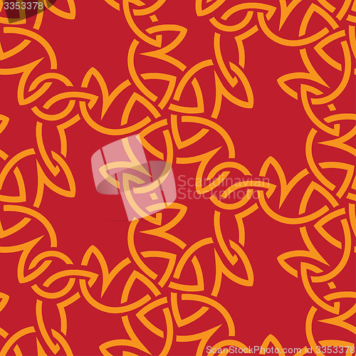 Image of Seamless Orange wicker ornament on a red background