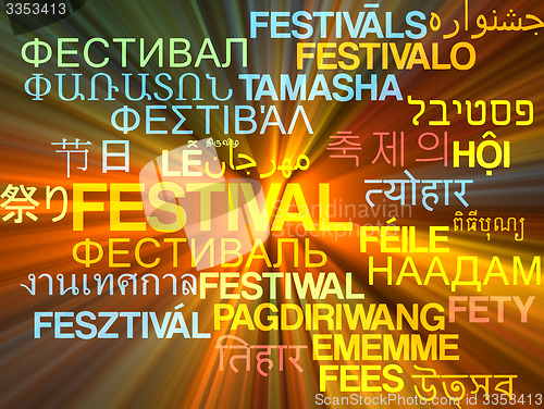 Image of Festival multilanguage wordcloud background concept glowing