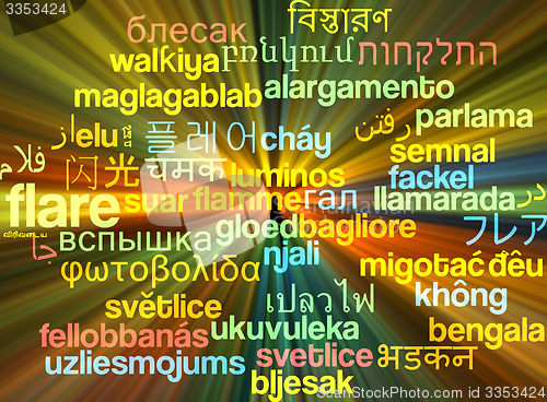 Image of Flare multilanguage wordcloud background concept glowing