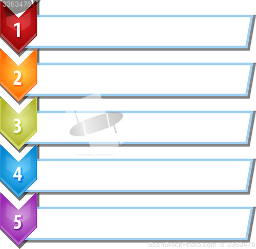 Image of Five blank business diagram chevron list illustration