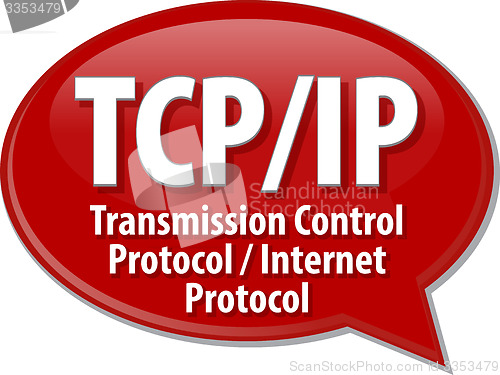 Image of TCP/IP acronym definition speech bubble illustration