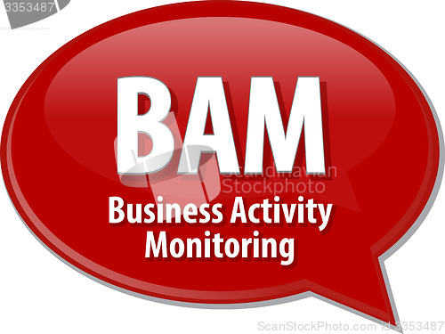 Image of BAM acronym definition speech bubble illustration