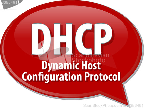 Image of DHCP acronym definition speech bubble illustration