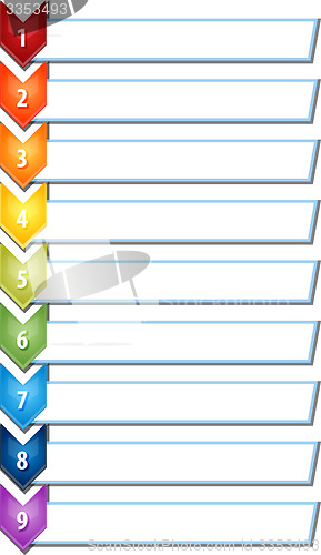 Image of Nine blank business diagram chevron list illustration