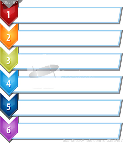 Image of Six blank business diagram chevron list illustration