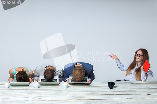 Image of Business team working on their business project together at office