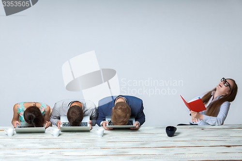 Image of Business team working on their business project together at office