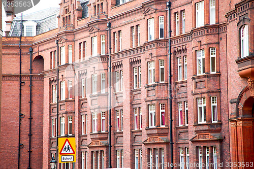Image of window in europe london old red brick  and      historical 