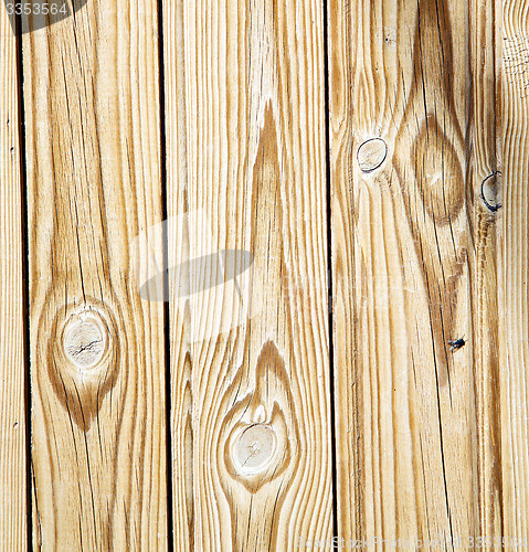 Image of nail dirty stripped paint in the brown wood door and rusty yello