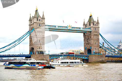 Image of london tower in england old bridge and the  