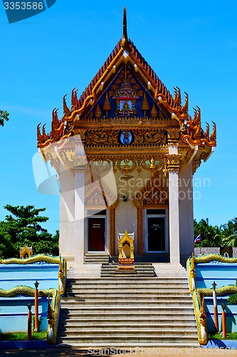 Image of pavement bangkok in thailand incision of the buddha gold  temple